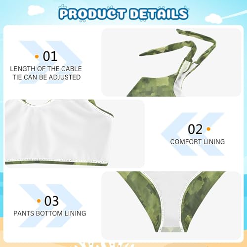 KLL Military Camouflage Pattern Safari Girls' Two Piece Bikini Sets Beach Swimsuits Swimwear Adjustable Strap4