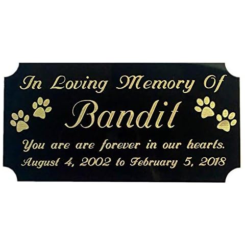Eastwood Engravings Pet Memorial Black Brass Engraved Urn Personalized Plate w/Paw Prints - Commemorative Memory Plaque - Customized Urn Marker - in Lo -2"x4" Cover