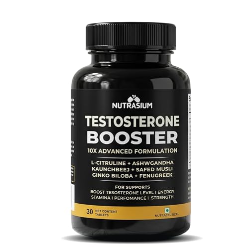 Image of Nutrasium Testosterone Booster Supplement For Men | Testo Booster with Tribulus 1000mg & Ashwagandha 500mg | L-Citrulline & Kaunch Beej | Safed Musli & Ginkgo Biloba | 30 Veg Tablets