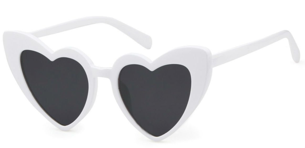 WebDeals - Heart Shaped Cateye Womens Sunglasses Classy Vintage Style Look (White, Smoke)