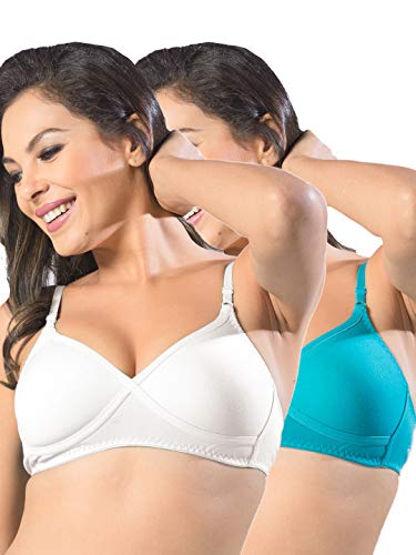 Image of SONARI Womens Non Padded Regular Cotton Bra | Wire-Free, Medium Coverage, Sewn-in Bump for Natural Lift, Polycotton Blend Fabric, Hook & Eye Closure, Adjustable Straps - Violet