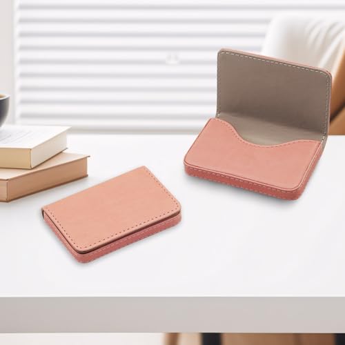 Image of RFID Blocking Wallet - Minimalist Leather Business Credit Card Holder (Orange Pink)