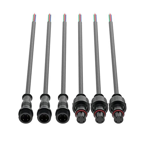 Hysmigor 4 Pin Electrical Connector 24Awg Ip65 Male Female Connector 7.87In/20Cm Extension Cable For Car,Truck,Boat,Indoor/Outdoor Led Strip Lights/String 15Mm Nut Small Size 3 Pairs #TOP28