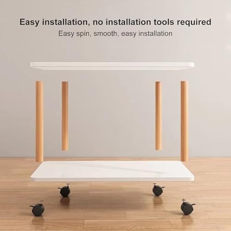 Bedside Table with Wheels 360 Degree Swivel, Small Side Tables with 2-Tier Storage Shelf, Snack table, Coffee Table on Wheels, End Table for Living Room,Bedroom,Bathroom,Balcony,Office(White) (White)