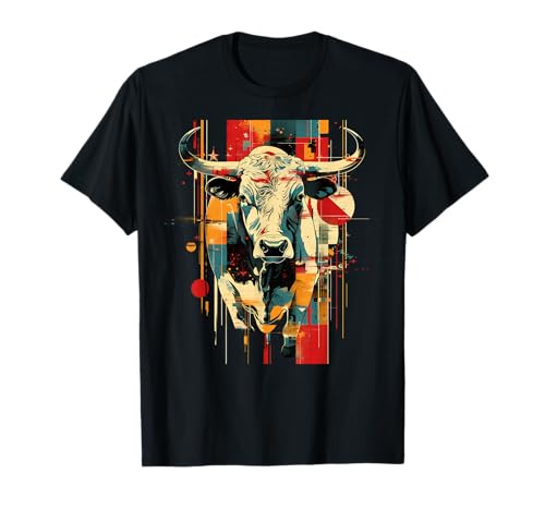 Artsy Bull Rider en Arte Abstracto Rodeo Bull Riding Camiseta