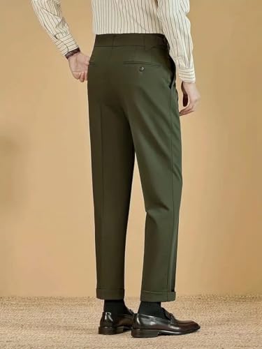 Mens Dress Pants Classic Gurkha Flat Front Pant Casual Business Long Pants3