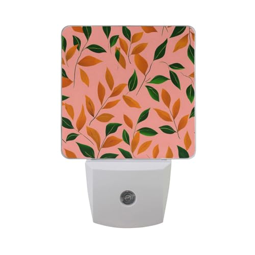 Luz Nocturna con Sensor Automático y Diseño en Hojas Naranja y Verde miniatura 7