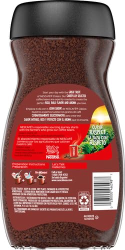 Image of NESCAFE Clasico Dark Roast Instant Coffee, Jar, 10.5 Ounce (Pack of 8)