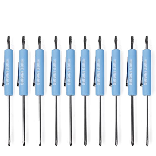 Image of Pocket Screwdriver Double End and Slotted Set Mechanical Magnetic Slotted Head with Clip, Mini Pocket Screwdrivers for Mechanics, Electricians (10Pcs, BLUE)