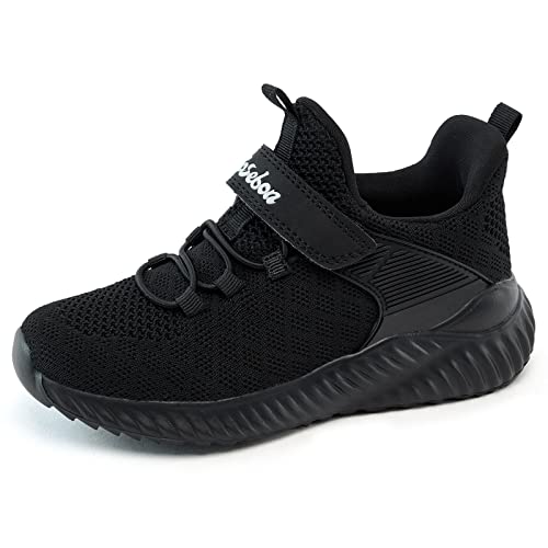 Tiosebon Athletic Tennis Running Shoes For Boys Girls Lightweight School Sneaker For Toddler All Black 32 #TOP25