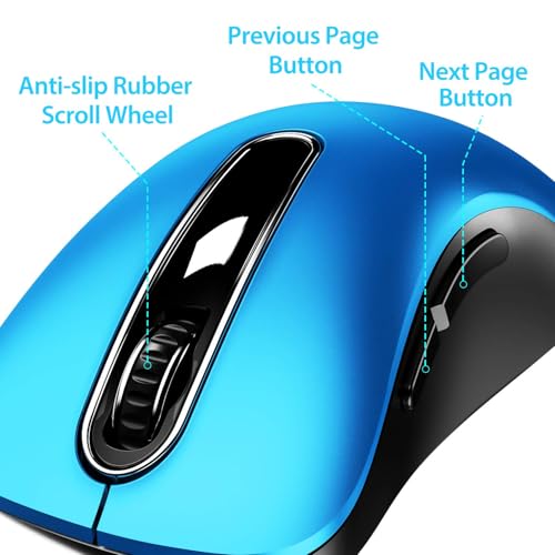 Image of memzuoix 2.4G Portable Wireless Mouse, 1400 DPI Mobile Optical Cordless Mice with USB Receiver for Computer, Laptop, PC, Desktop, MacBook, 5 Buttons, Blue