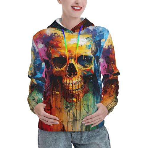Sweat à capuche graphique crânes colorés : oubliez les vêtements d'automne ternes pour femme