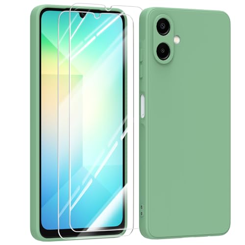 Los 8 mejores móviles por menos de 100 euros en 2025 34 MIKULLE Funda para Samsung Galaxy A06 4G con Cristal Templado Protector de Pantalla,Ultra Slim Protectora Anti-Choques Carcasa de Silicona Líquida TPU Suave Case Cover - Verde