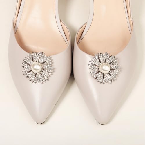 Hemoton Rhinestone Wedding Shoe Flower Clip with Pearl Detachable Bridal Shoe Buckle Accessories for Bride Wedding Heels Decoration by Hemoton - Image 5
