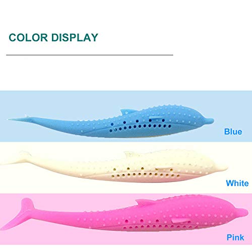 Baugger - Catnip Brinquedos Peixe Forma de Escova de Dentes com Catnip Silicone Molar Vara Dentes Li