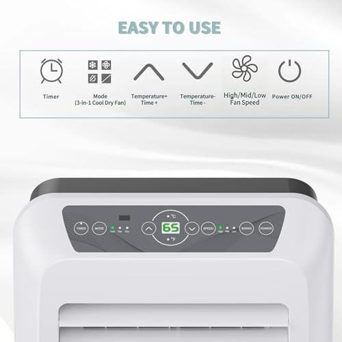 Image of Shinco 10,000 BTU Portable Air Conditioner - 3-in-1 Cool /Dehumidifier /Fan for Rooms Up to 400 sq.ft, Remote Control & 24H Timer, Compact AC Unit for Bedroom /Office