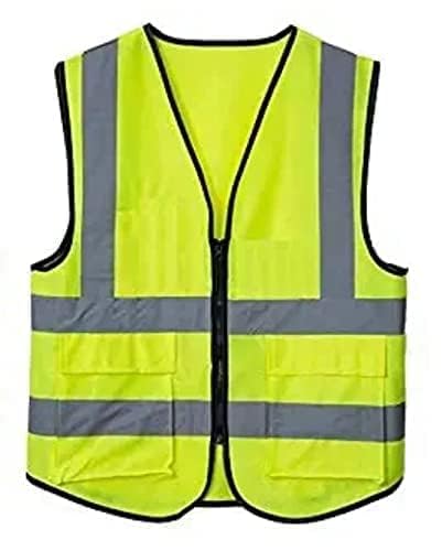 HUG ME High Visibility Neon Safety Waistcoat Multiple Use Color Green 2" Radium Type Medium (Qty. 2)