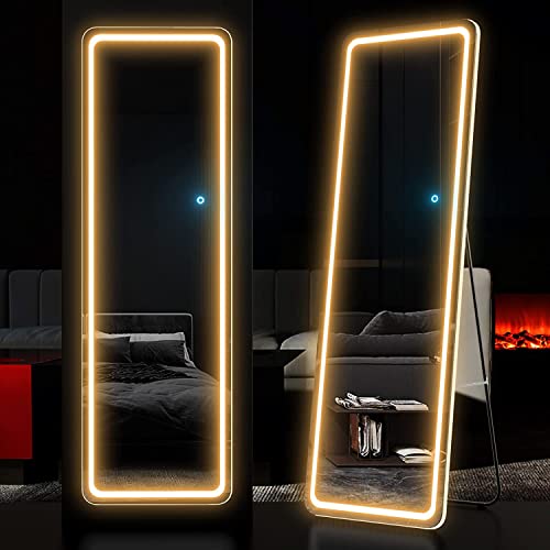 Edtemi Full Length Mirror Lighted 63"X20"-White & Full Length Mirror Lighted 63" X20 Black #TOP4