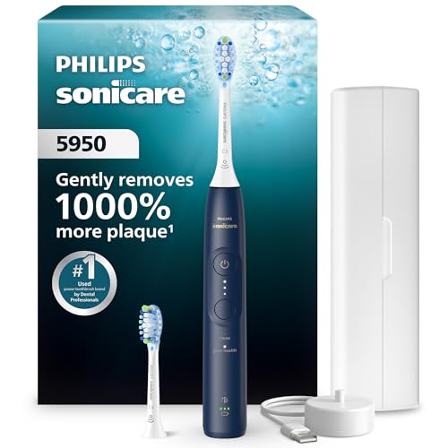 Philips Sonicare 5950 Rechargeable Electric Toothbrush, 2 Brush Heads, Navy