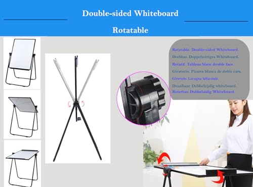 TUKA-i-AKUT Pizarra Blanca de Caballete Magnética 90x60cm, Altura Ajustable Plegable, con Soporte para Papel, Escribible y Limpiable, Rotafolios con U-Forma Soporte, Marco Negro, TKD8711 - imagen 3