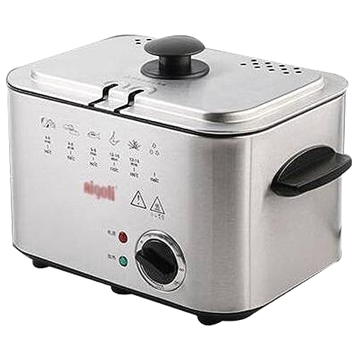 RUYICZB Freidora Eléctrica con Cesta Y Tapa, Encimera Comercial 4L Cocina Único Depósito De Acero Inoxidable Freidora De Grasa Temperatura Ajustable para Cocina Casera Y Restaurante 1830W