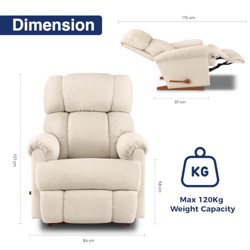 Image of LA Z BOY American Imported Pinnacle Single Seater Manual I-Clean Fabric Reclina Rocker Recliner Sofa | Premium Durable Iconic Comfort Home Design | Living Room Relax Seating Chair | I Waverly Linen