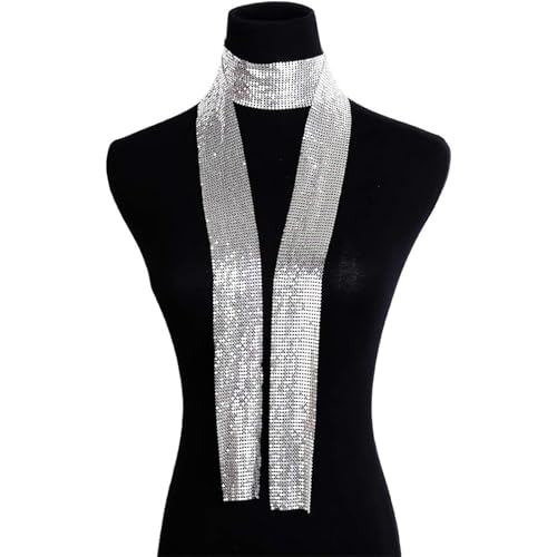 Diffaxy Bufanda Plateada con Lentejuelas Metálicas, Bufanda Larga y Estrecha para Mujer, Accesorios de Disfraz para Niñas, Fiesta Nocturna, Boda - imagen 6