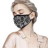 50Pcs Masques_Adultes 𝐉𝐞𝐭𝐚𝐛𝐥𝐞 Imprimé Dentelle thème Motif 3 Couches Face Scarf avec des Boucles d'oreille Respirabilité écharpe pour Extérieur Mouvement Cyclisme