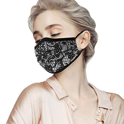 50 Pcs Adult Disposable_Face_Masks With Lace Print 3 Ply Safety Dust Face Protection For Women Men Teen Girls A01 Black 50 Pcs #TOP5