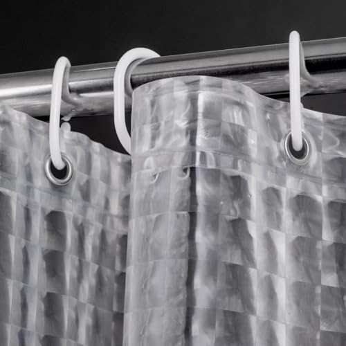 IGINOA Duschvorhang 180x200 Transparent Durchsichtig Weiß Antischimmel Badevorhang Shower Curtains Anti Schimmel Wasserdicht mit ösen Magnet Schimmelresistent Badewanne Vorhang Bathroom Curtain