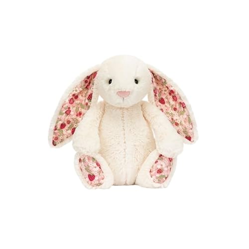 XVVX花柄 兎ぬいぐるみ ウサギ ラビット 抱き枕 動物 おもちゃ 可愛いい 癒される 丈夫なフラシ天 マルチスピーク クリンクル 添い寝枕 子ども 女の子 男女兼用 クリスマス お誕生日 記念日 プレゼント 贈り物 ((アイボリー) 31cm) [並行