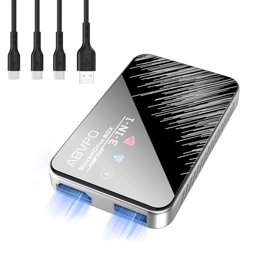 ABVPO 3-in-1 Wireless CarPlay Adapter & Android Auto, Plug & Play, Bluetooth 5.0, Plug in a TV Stick to Streaming Box for Netflix/YouTube/TikTok with 4K Video, for OEM Wired CarPlay/Android Auto Cars