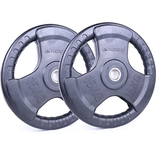 Image of Kobo 2.5 Kg (31 mm) Fitness Rubber Coated Tri-Grip Plate & Integrated Metal Grip Rubber Weight Plates - Sold in Pairs (Imported)