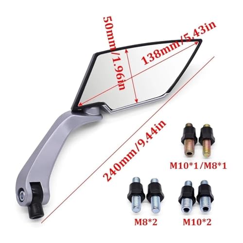 Rétroviseurs Moto Yamaha YBR 125 et TMAX homologués guidon fixation universelle 8mm 10mm - 4