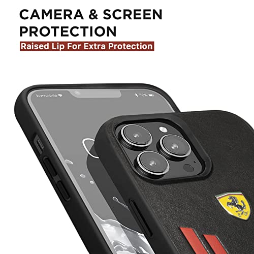 Image of CG MOBILE Ferrari iPhone 14 Pro Max Case [Official Licensed] PU Leather Case with SF Logo Protective Case /Cover Designed for iPhone 14 Pro Max (6.7-Inch) 2022 - Black