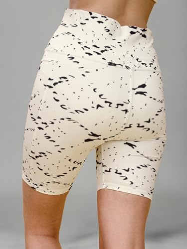 Image of Women's Polyester Stretchable Gym Shorts with Side Pockets High Waist Slim Fit Above Knee Length Activewear Tights Gym Fitness Cycling Running Yoga Shorts for Women