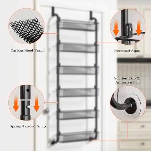 6-Tier Spice Rack and Pantry Organizer for Home and Kitchen Storage, Large Capacity Hanging Seasoning Organizer.