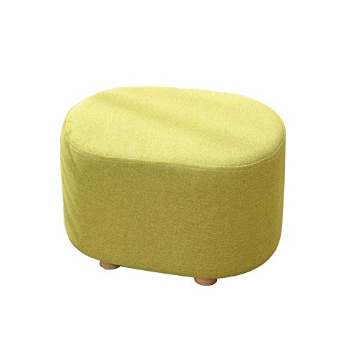 Taburete taburete reposapiés tapizado ovalado patas de madera 4 patas (color: caqui), color: verde (color: verde)