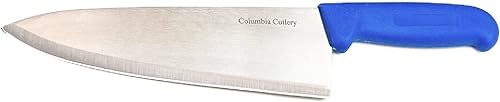 Columbia, cuchillo comercial para cocinero y cocinero, mango de fibra azul, afilado, apto para lavavajillas (8 pulgadas)