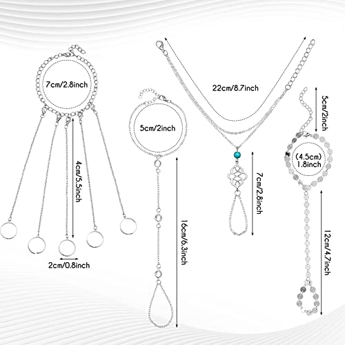 8 Pieces Hand Chain Set Ring Bracelet Ring Hand Chain Crystal Finger Chain Bracelet Bohemian Hand Jewelry for Women Valentine's Gifts2