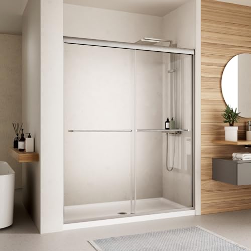 Image of Royal Guard Double Sliding Shower Door,56-60 inch W x 70 inch H,Brush Nickel