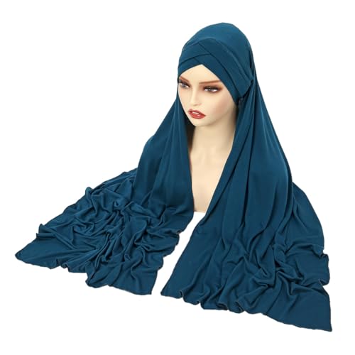 Qianmome 2 Pieces Women Jersey Scarf Soft Plain Cotton Hijab Shawls Wraps Foulard Muslim Hijabs Wear Headscarf3