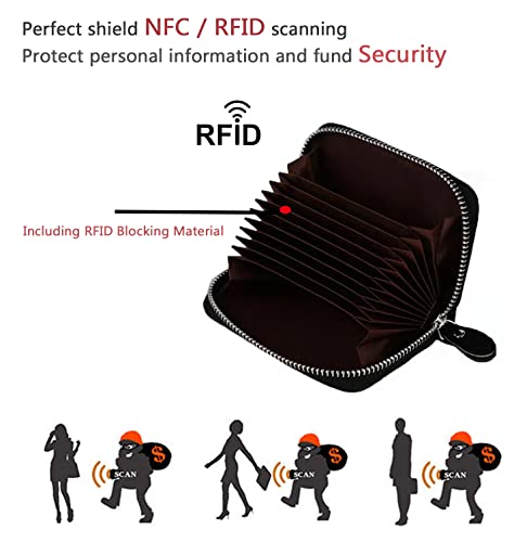 Small Rfid Blocking Full-grain Leather Wallet, Zipper Credit Card Holders, ID Case Organizer Purse (Pink/Embossed crocodile)3