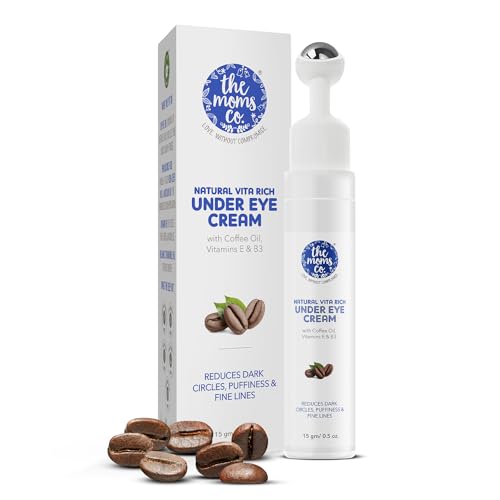 The Moms Co. Natural Vita Rich Under Eye Cream for Dark Circles for Women & Men enriched with Chia Seed Oil, Coffee Oil, Vitamines E & B3 with Cooling Massage Roller to Reduce Dark Circles, Puffiness and Fine Lines (15g/0.5 oz) The Moms Co. Natural Vita Rich Under Eye Cream for Dark Circles for Women & Men enriched with Chia Seed Oil, Coffee Oil, Vitamines E & B3 with Cooling Massage Roller to Reduce Dark Circles, Puffiness and Fine Lines (15g/0.5 oz)