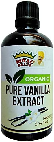 Royal Brand Pure Vanilla Extract / Organic / Sugar Free / 3.74 fl oz. / 110 ml / Glas Bottle for Better Quality