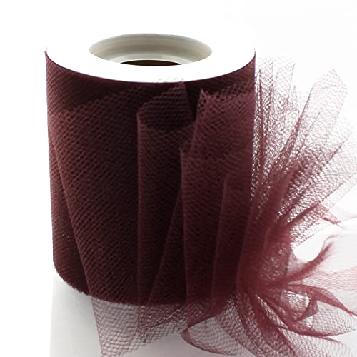 Image of HairBow Center LLC 3in Premium Tulle Fabric Roll For Crafts,Wedding,Party Decorations,Gifts Burgundy 25Yard Spool