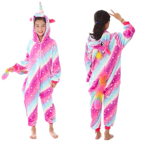 Kinder Einhorn Onesie,Einhorn onesie für Mädchen,Onesie Pyjama kinder,Mädchen Jumpsuit Overall onesie Schlafanzug,Kinder Tier Jumpsuit Dress Up Kostüm für Weihnachten Halloween Fasching Karneval