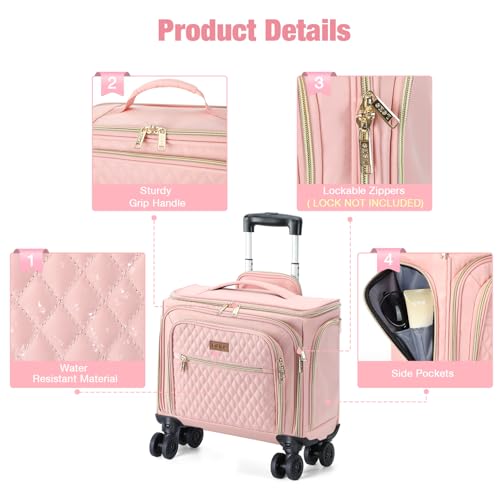 Softside Expandable Luggage with 4 Spinner Wheels, 20 Inch Lightweight Suitcase for Men and Women, Pink2