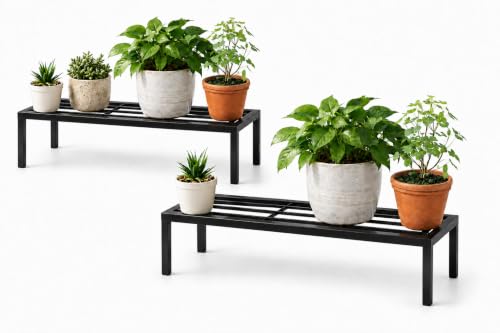 Image of Kundi Plant Stand for Balcony Decoration | Anti-Rust Metal Pot Stand for Indoor & Outdoor Plants | Garden Flowerpot Stand | Black | 24 Inch | (Pack of 4) (Pack of 2)
