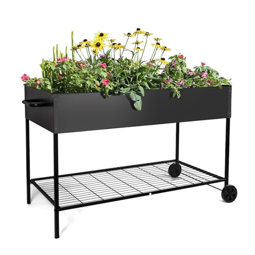 Image of MIXC 50 * 26 * 31 Large Metal Raised Garden Beds with Legs, Elevated Planter Boxes Outdoor Raised for Gardening, Bigger Planter Box for Vegetable Flower Herb